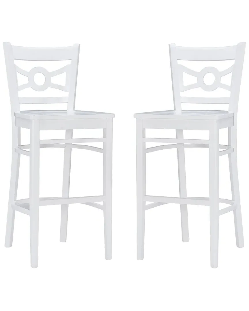 Teresa Set of 2 Bar Stools - White, Beechwood
