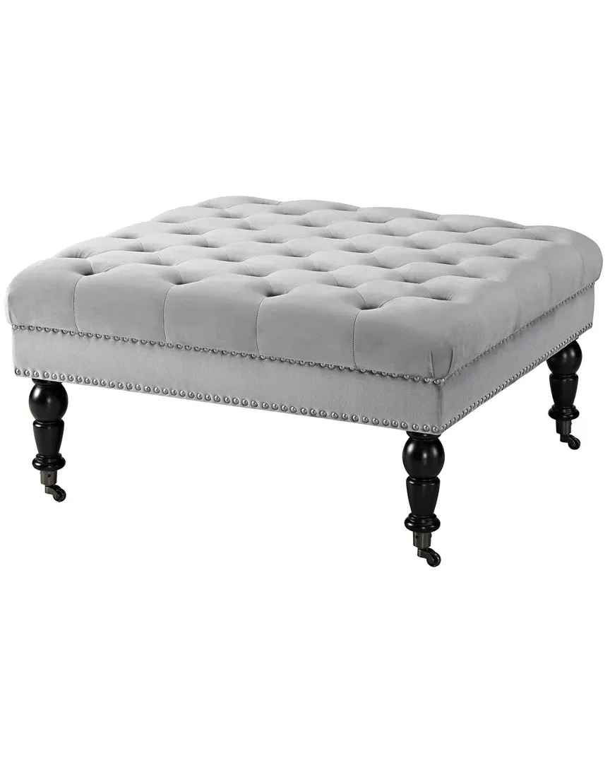 Tess Square Ottoman - Gray, Velvet image