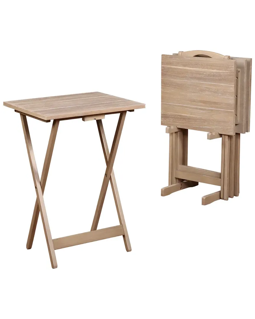 Tray Table Set - Grey Wash, Rubberwood