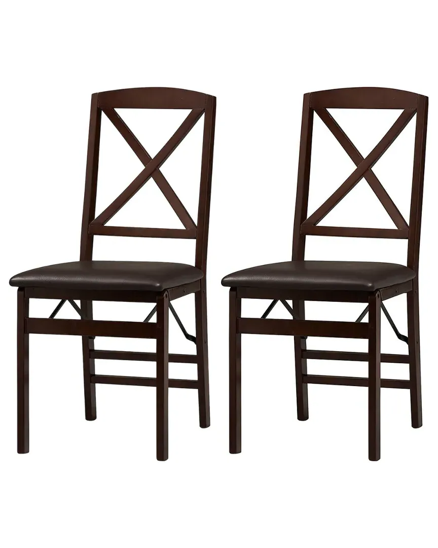 Triena X Back Folding Chairs Set of 2 - Espresso