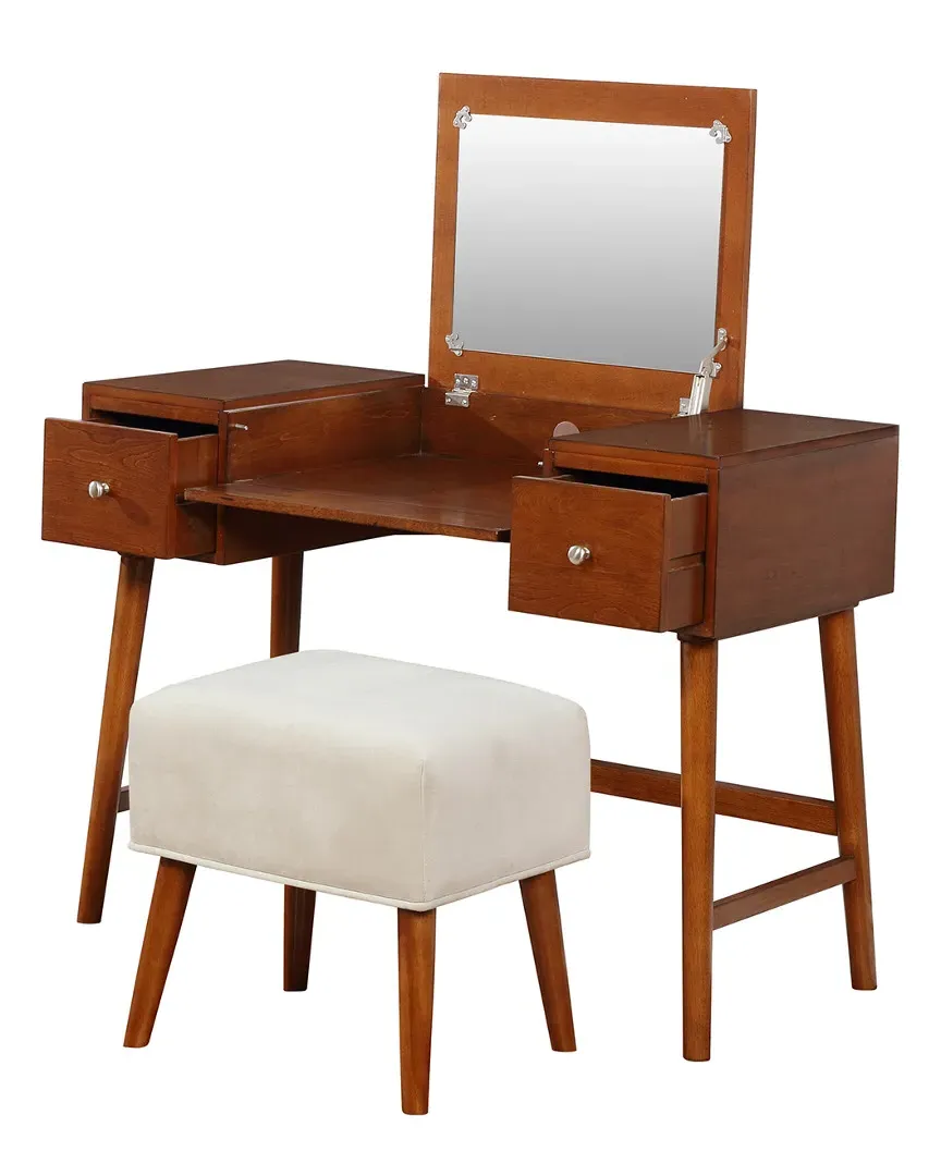 Viola Vanity Set with Storage - Walnut image