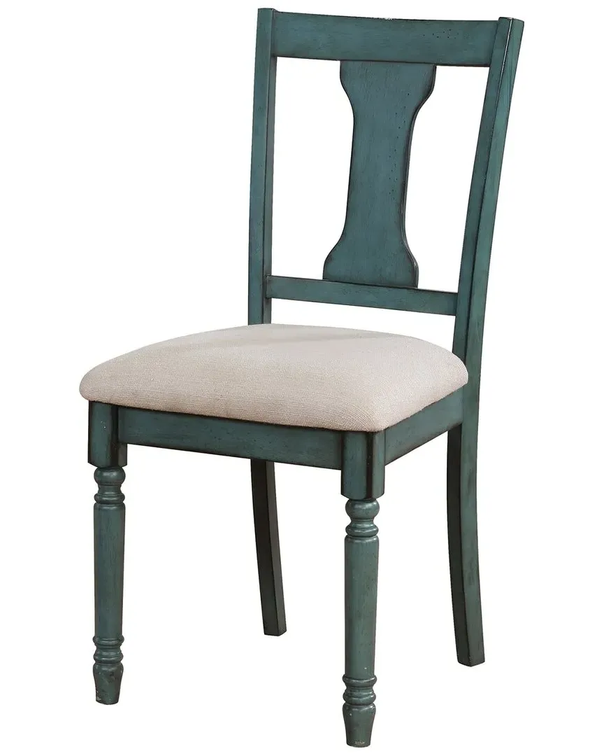 Willow Set of 2 Side Chairs - Teal Blue, Wood