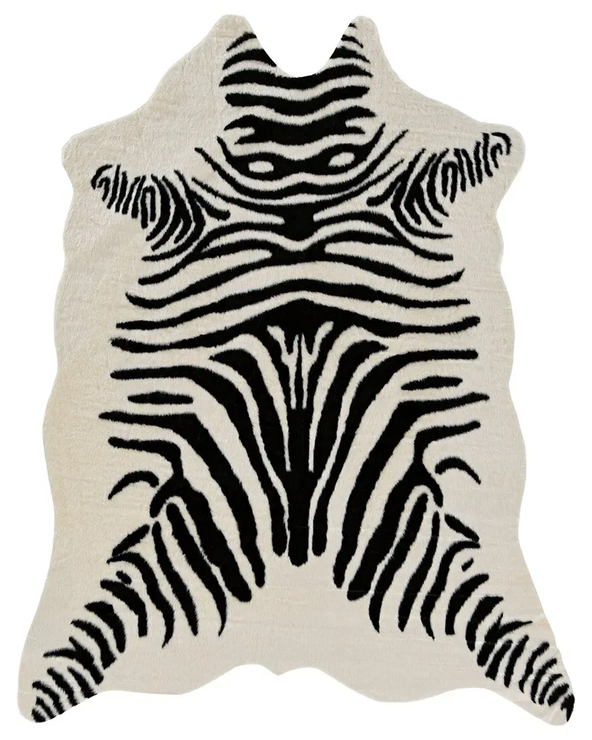 Zebra Design Area Rug - Ivory, Polyester
