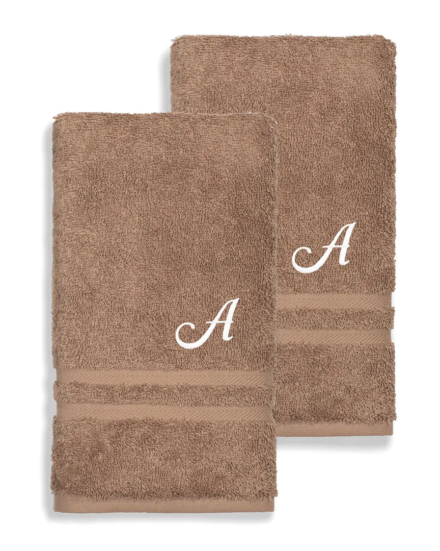 Denzi 2pc Monogrammed Hand Towel Set - Latte, Turkish Cotton image