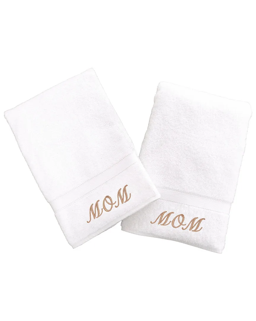 2-Piece Hand Towel Set with Embroidery - White, Cotton image