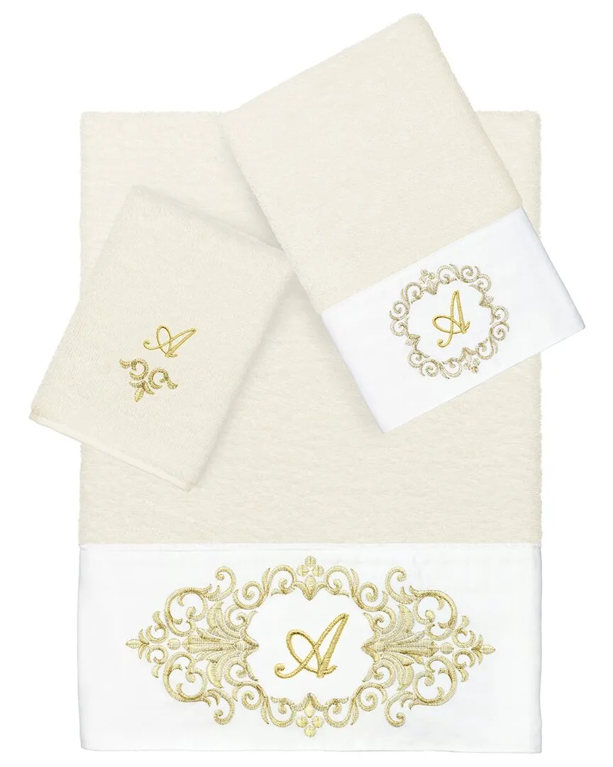 3-Piece Monogram Towel Set - Cream, Turkish Cotton image