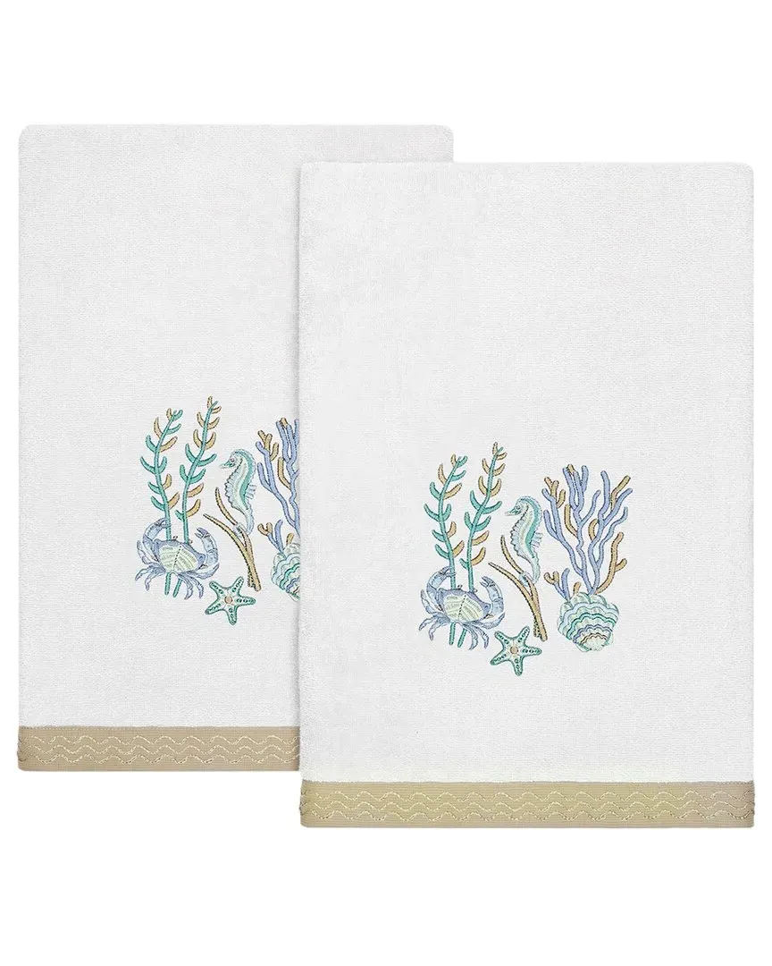 Aaron 2pc Embellished Bath Towel Set - Silver, Turkish Cotton