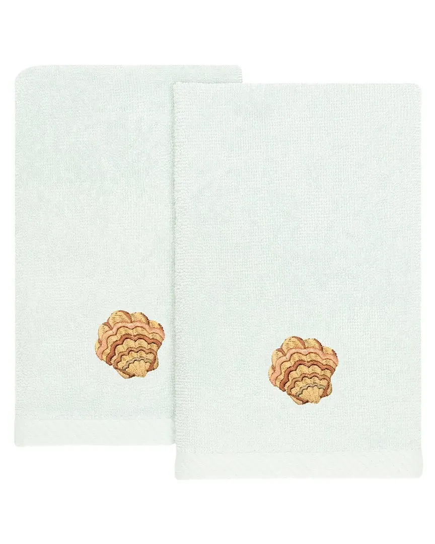 Aaron 2pc Embellished Fingertip Towel Set - Aqua, Turkish Cotton image