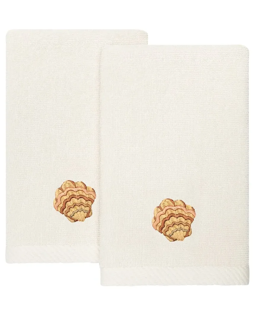Aaron 2pc Embellished Fingertip Towel Set - Beige, Turkish Cotton