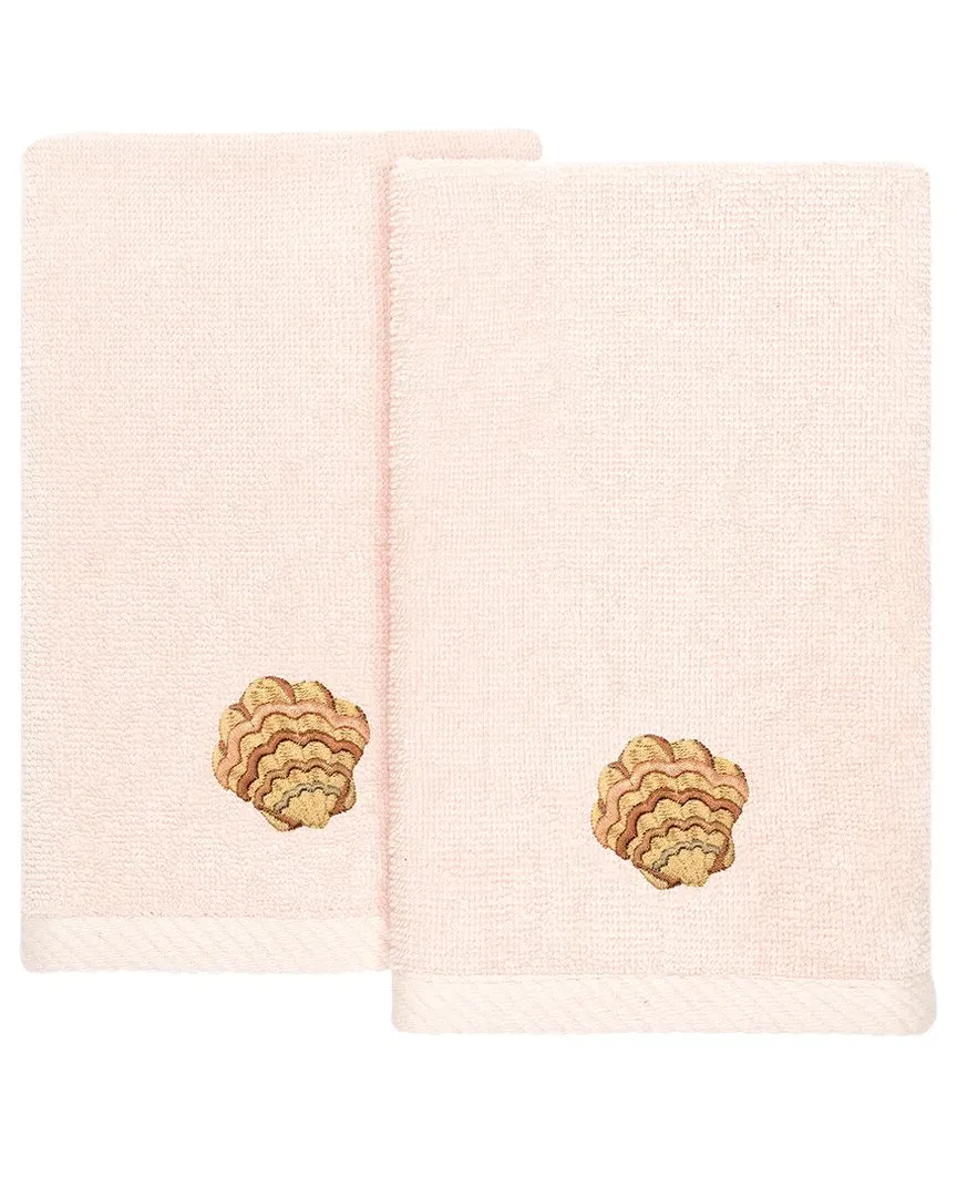 Aaron 2pc Embellished Fingertip Towel Set - Blush, Turkish Cotton