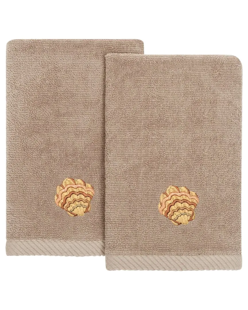 Aaron 2pc Embellished Fingertip Towel Set - Brown, Turkish Cotton