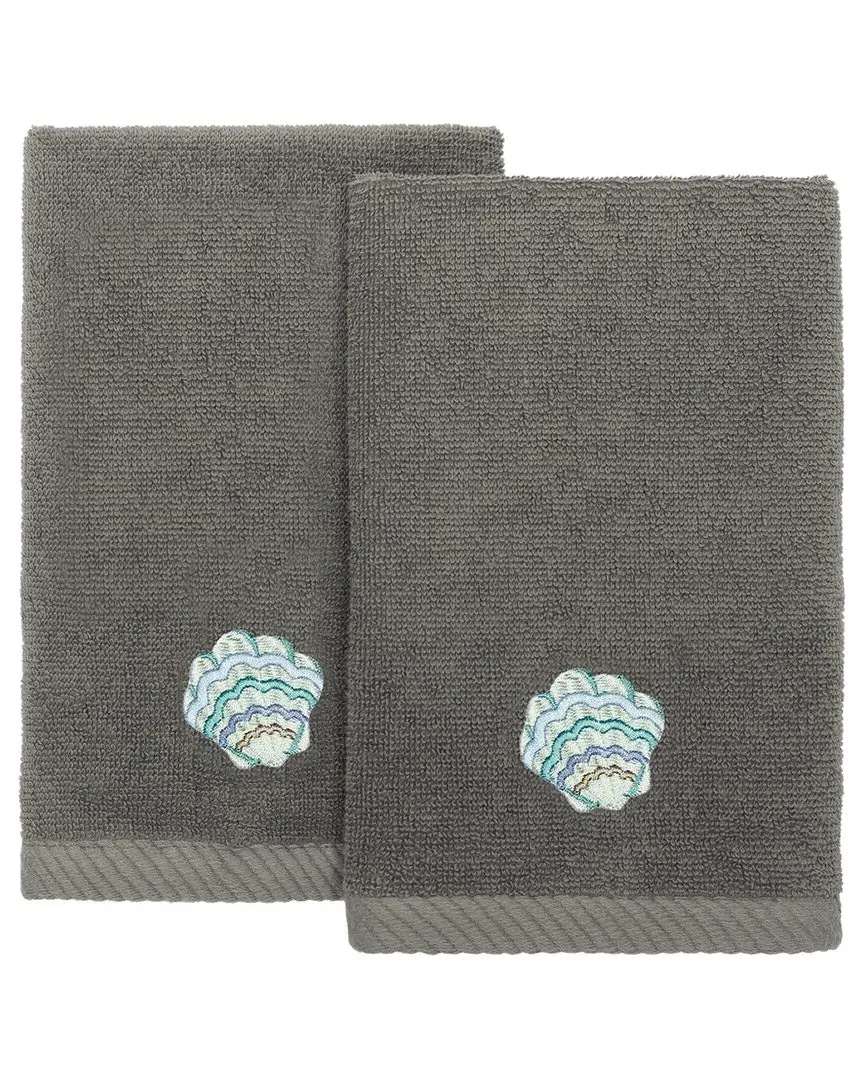 Aaron 2pc Embellished Fingertip Towel Set - Charcoal, Turkish Cotton