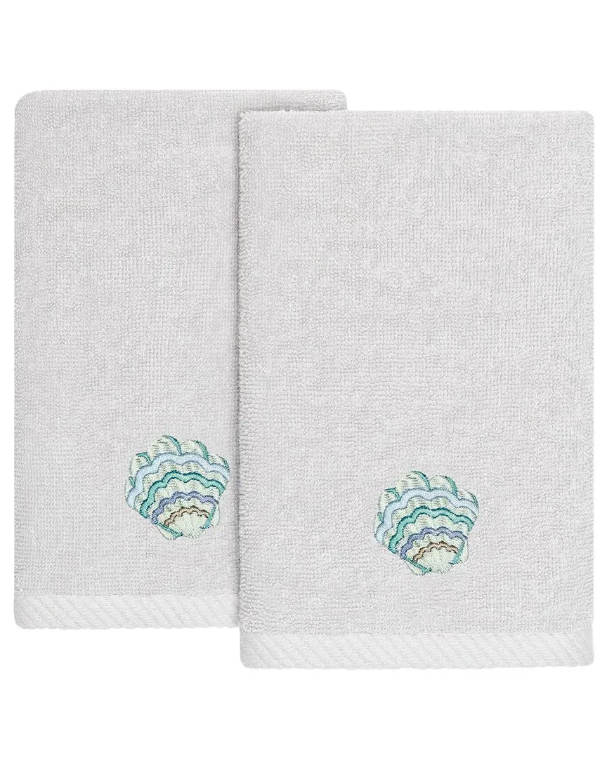 Aaron 2pc Embellished Fingertip Towel Set - Silver, Turkish Cotton