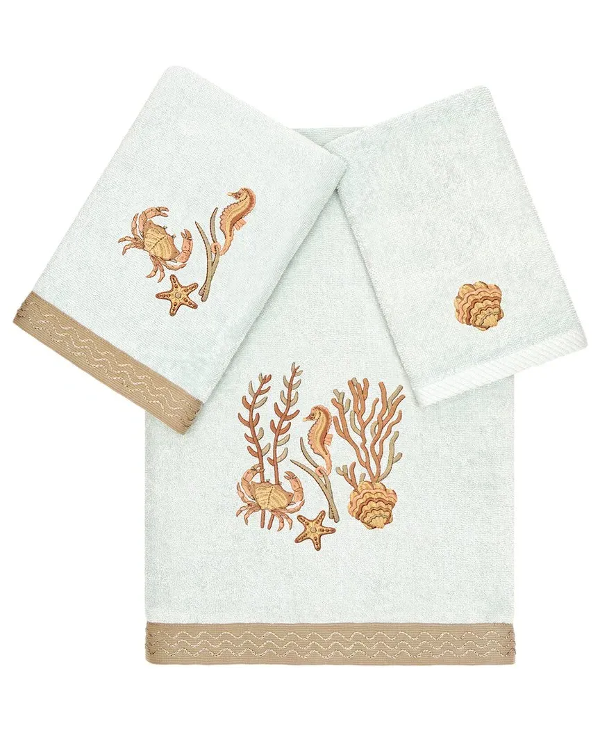 Aaron 3-Piece Embellished Towel Set - Aqua, Turkish Cotton image