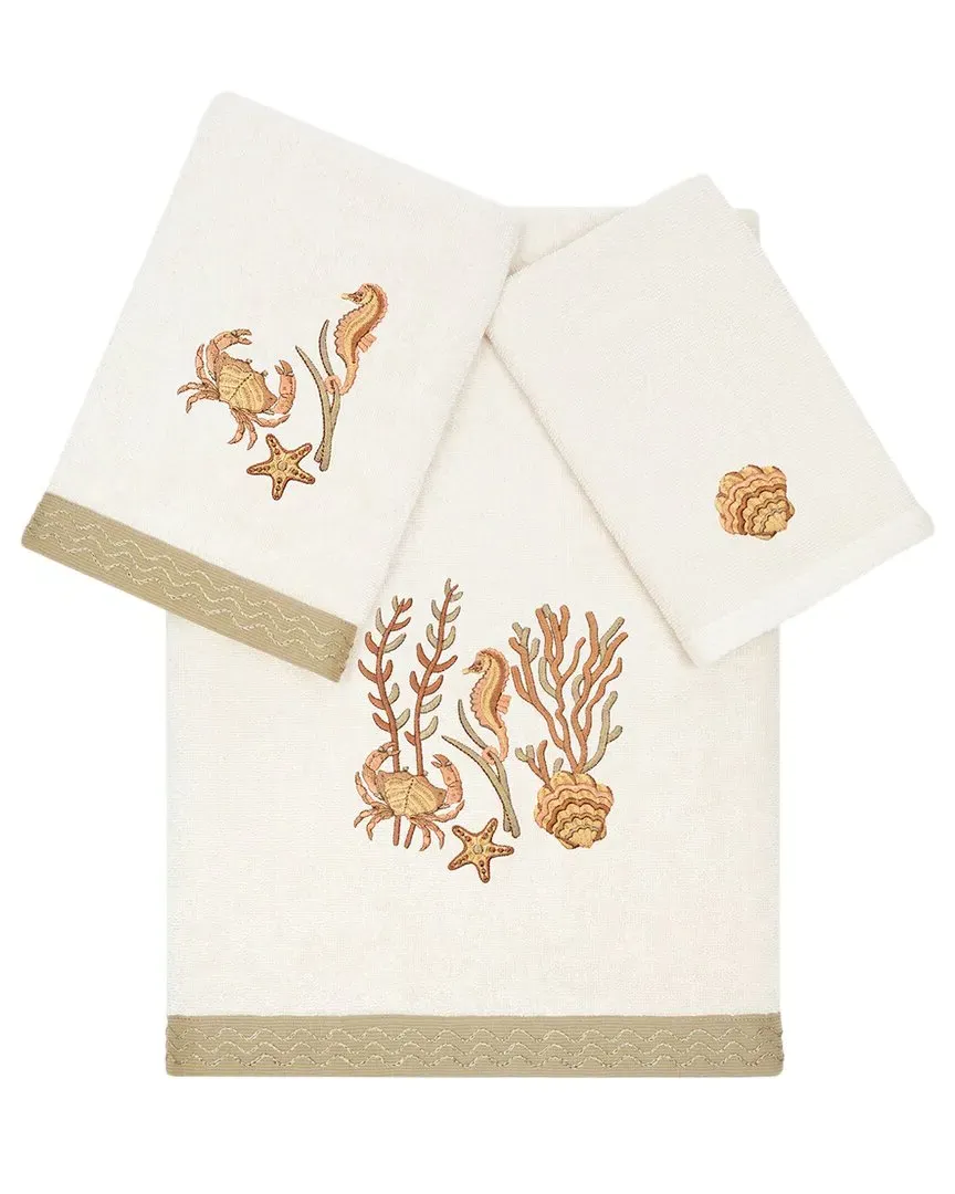 Aaron 3-Piece Embellished Towel Set - Beige, Turkish Cotton