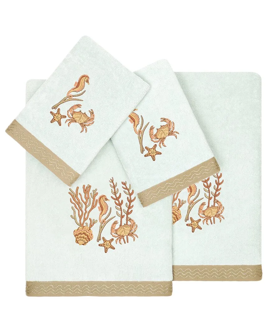 Aaron 4pc Embellished Towel Set - Aqua, Turkish Cotton image