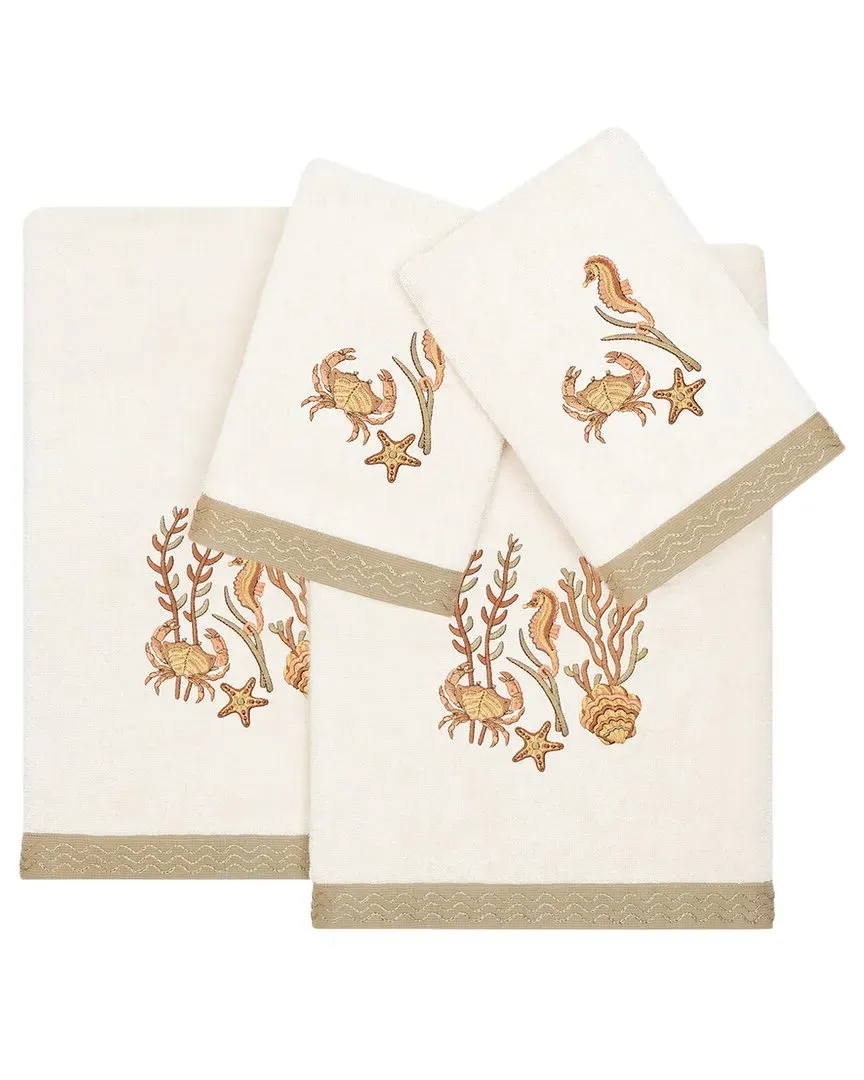 Aaron 4pc Embellished Towel Set - Beige, Turkish Cotton