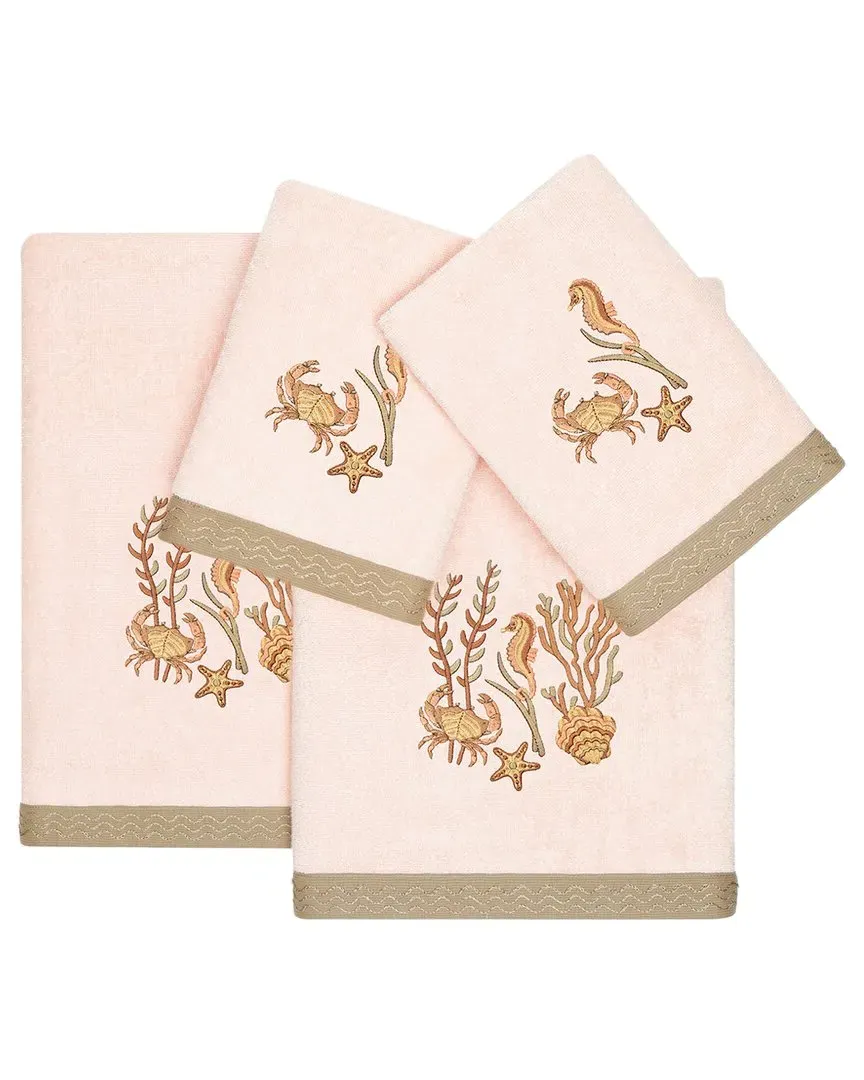 Aaron 4pc Embellished Towel Set - Blush, Turkish Cotton