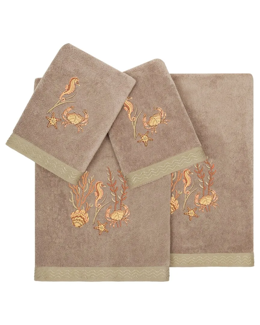 Aaron 4pc Embellished Towel Set - Brown, Turkish Cotton