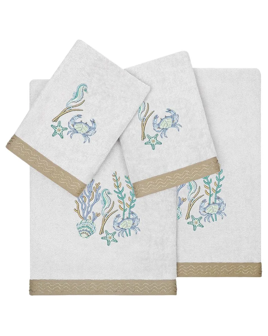 Aaron 4pc Embellished Towel Set - Silver, Turkish Cotton