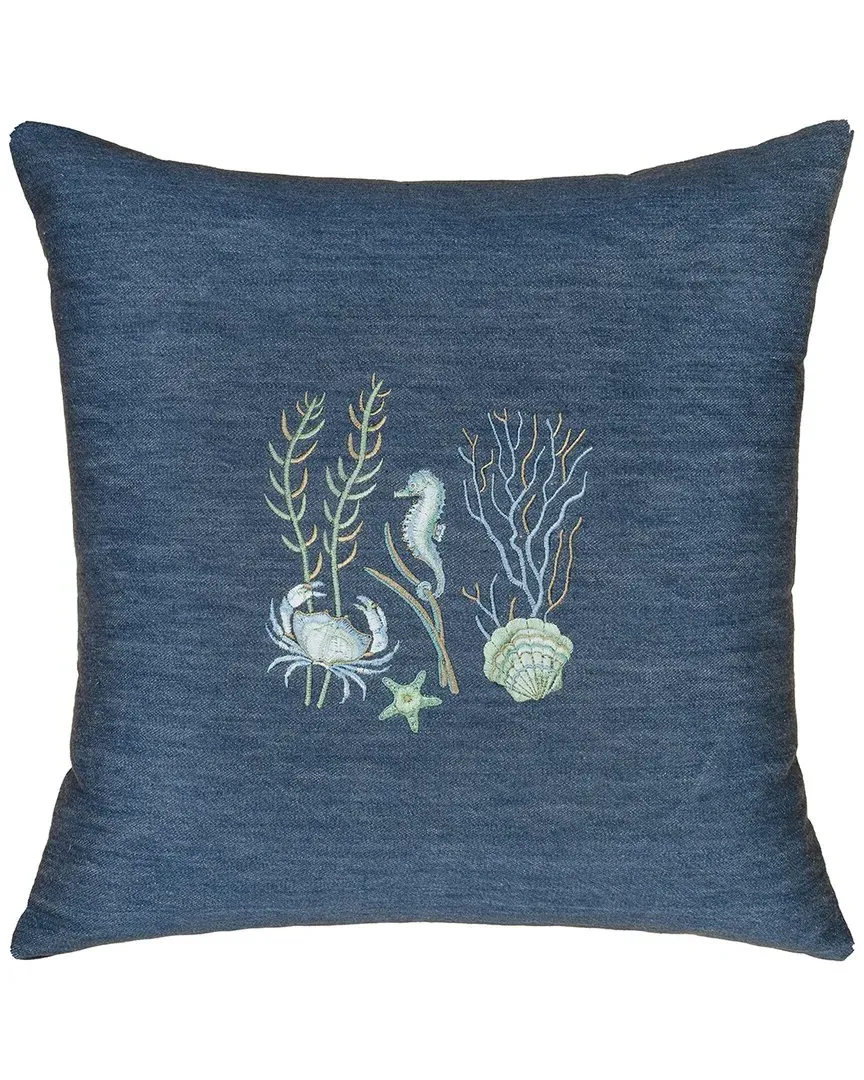 Aaron Pillow Cover with Sea Life Embroidery - Denim, Cotton image