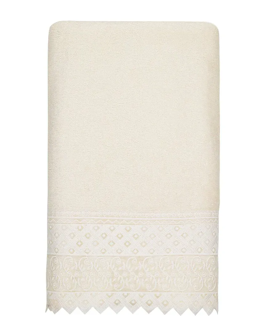 Aiden Lace Embellished Bath Towel - Cream, Turkish Cotton