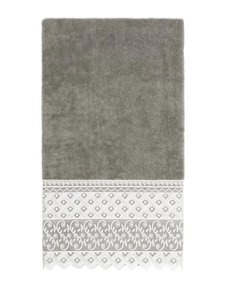 Aiden Lace Embellished Bath Towel - Gray, Turkish Cotton