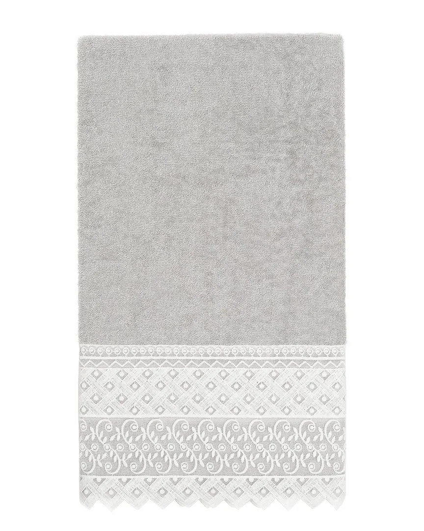 Aiden Lace Embellished Bath Towel - Gray, Turkish Cotton