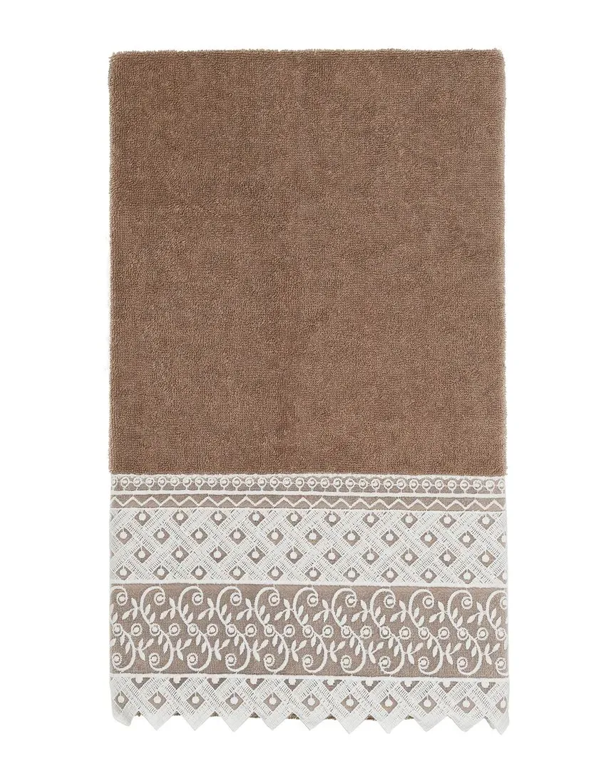 Aiden Lace Embellished Bath Towel - Latte, Turkish Cotton