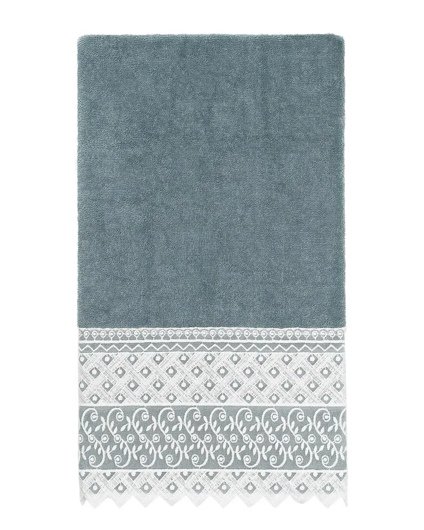 Aiden Lace Embellished Bath Towel - Teal, Turkish Cotton