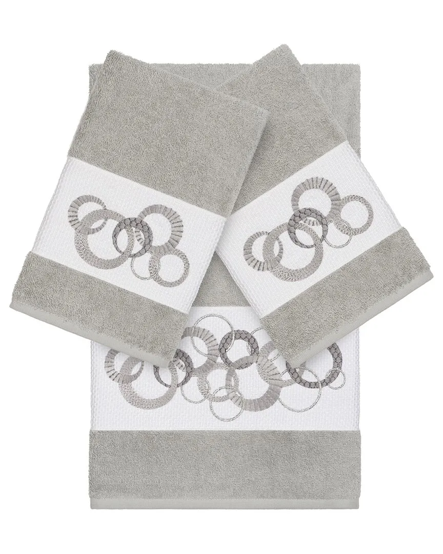 Annabelle 3Pc Bath & Hand Towel Set - Grey, Turkish Cotton