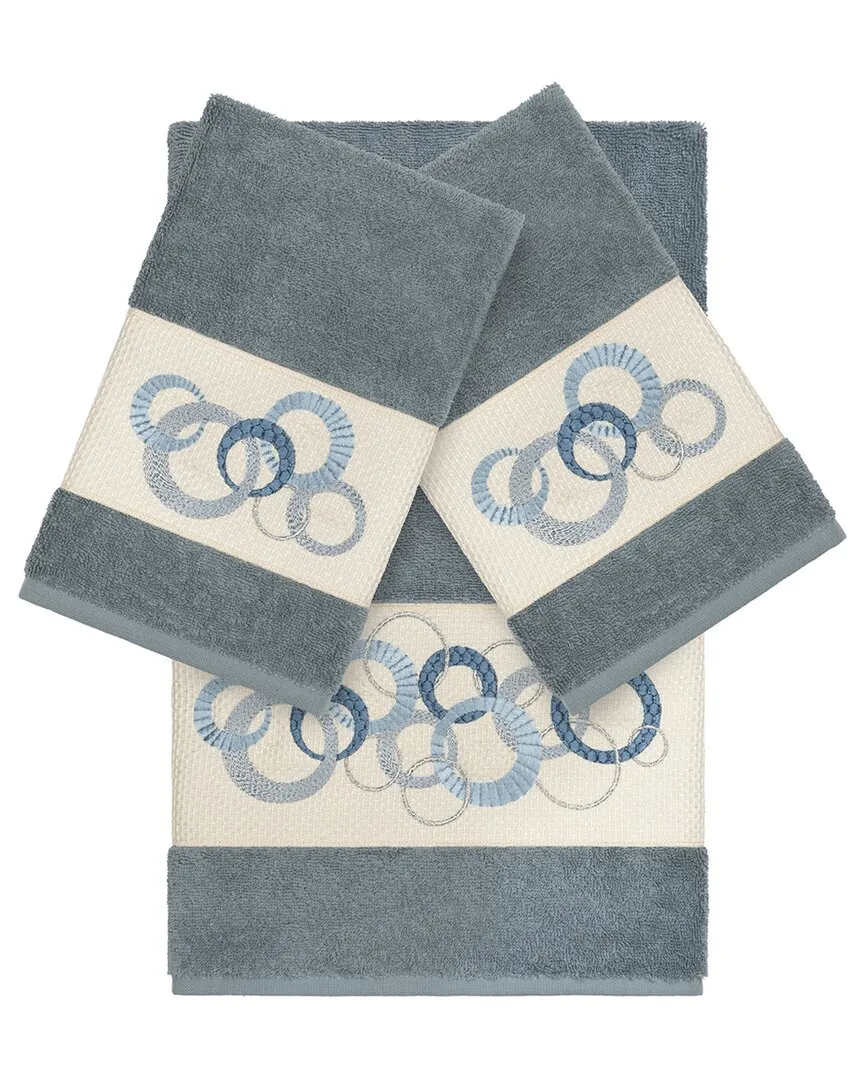 Annabelle 3Pc Bath & Hand Towel Set - Teal, Turkish Cotton