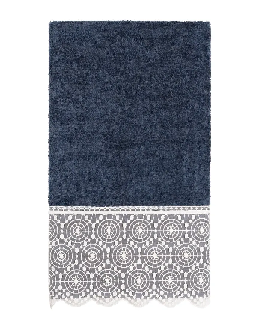 Arian Lace Embellished Bath Towel - Navy, Turkish Cotton