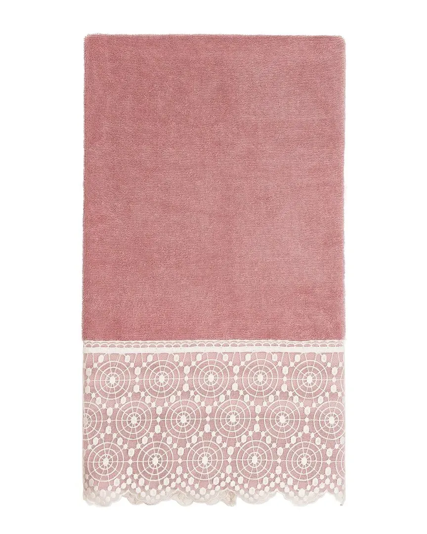 Arian Lace Embellished Bath Towel - Pink, Turkish Cotton
