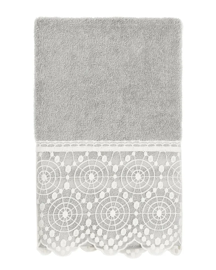 Arian Lace Embellished Hand Towel - Gray, Turkish Cotton