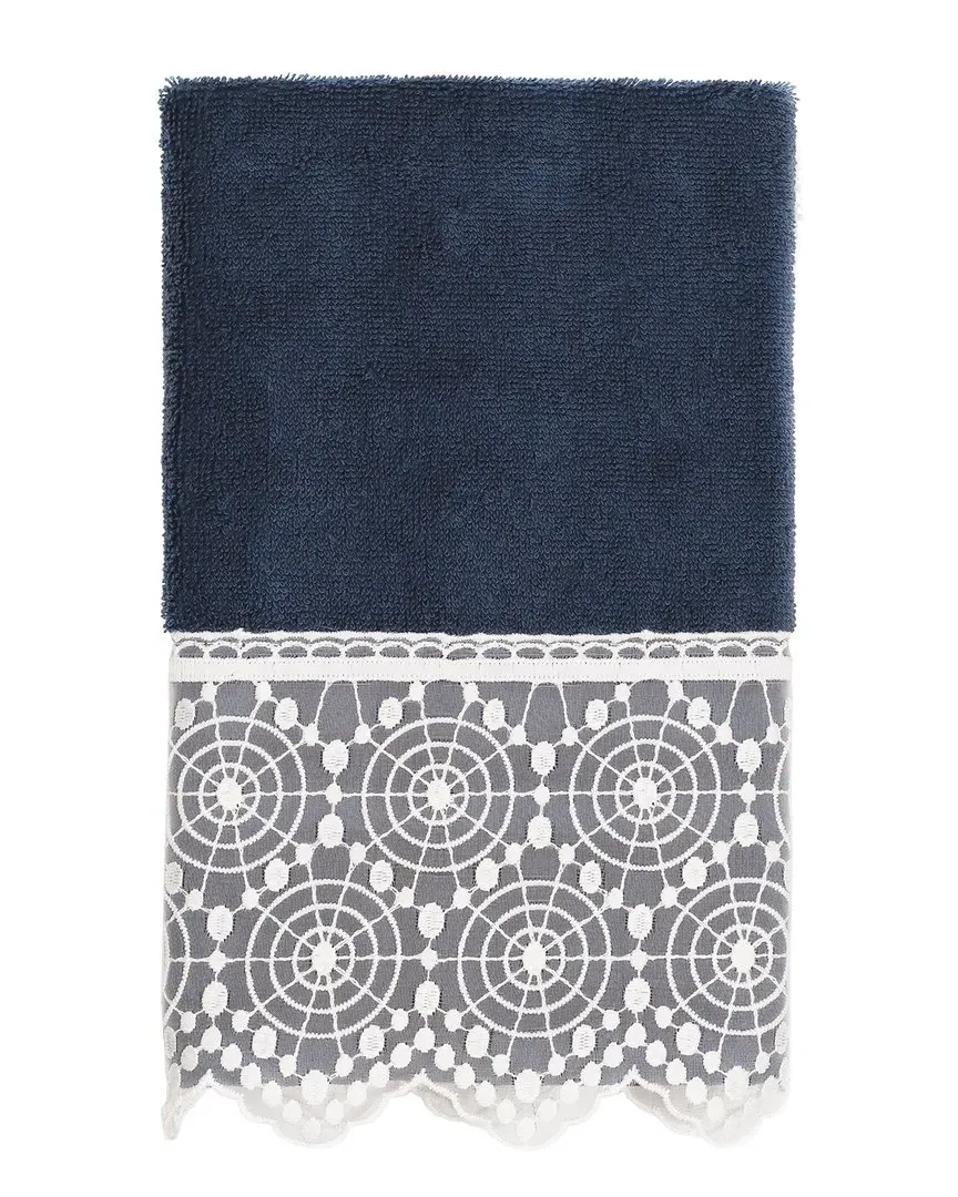 Arian Lace Embellished Hand Towel - Navy, Turkish Cotton