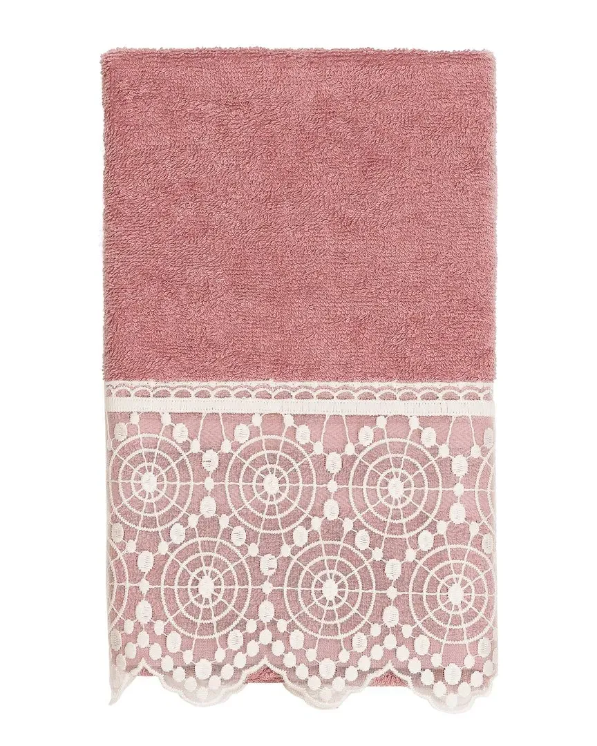 Arian Lace Embellished Hand Towel - Pink, Turkish Cotton