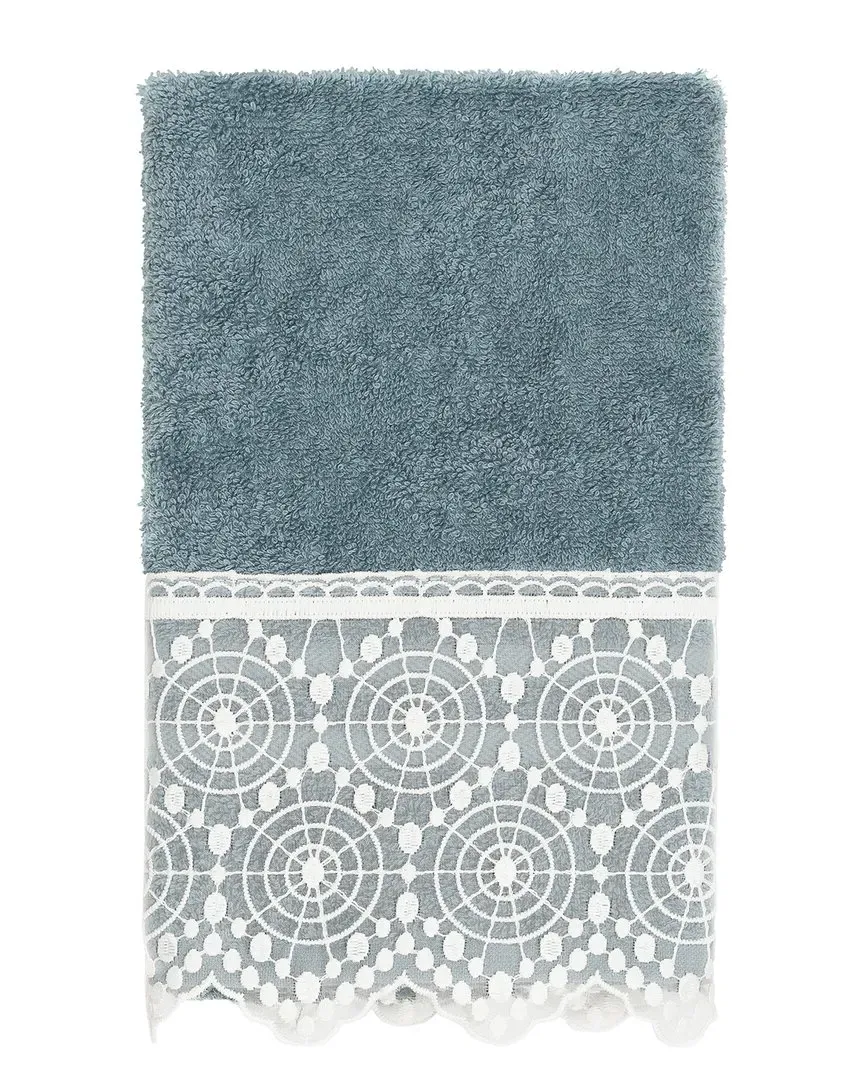 Arian Lace Embellished Hand Towel - Teal, Turkish Cotton
