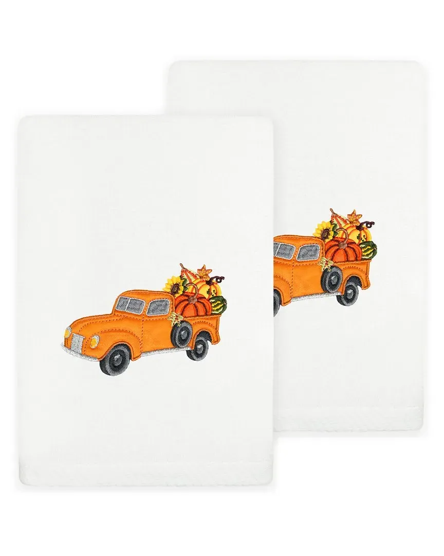 Autumn Truck Turkish Cotton Hand Towels - White