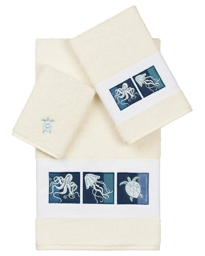 Ava 3-Piece Embellished Towel Set - Cream, Turkish Cotton image