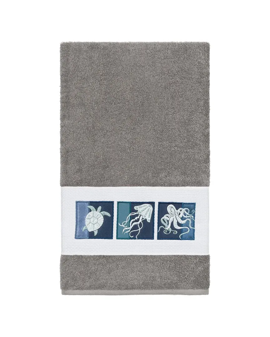 Ava Embellished Bath Towel - Dark Grey, Turkish Cotton