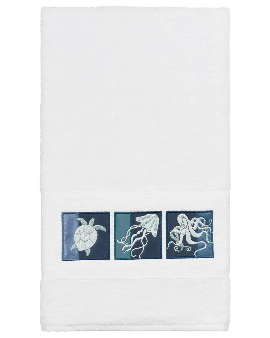 Ava Embellished Bath Towel - White, Turkish Cotton