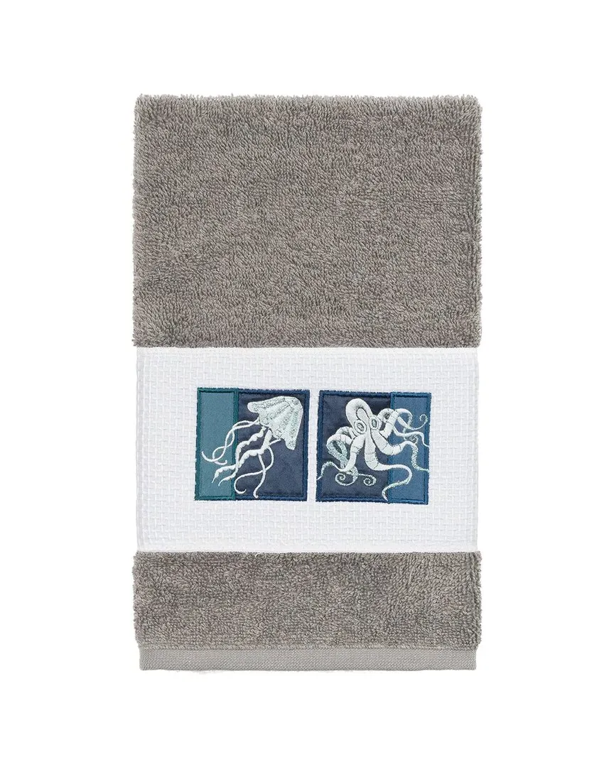 Ava Embellished Hand Towel - Dark Grey, Turkish Cotton