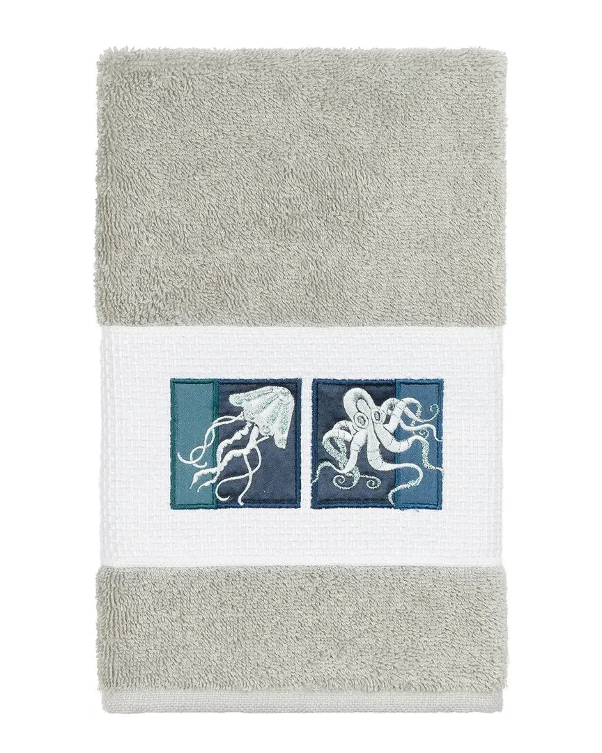 Ava Embellished Hand Towel - Light Grey, Turkish Cotton