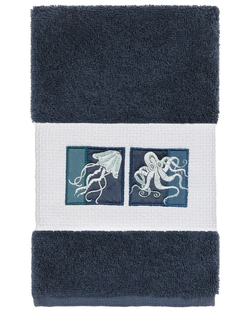 Ava Embellished Hand Towel - Navy, Turkish Cotton