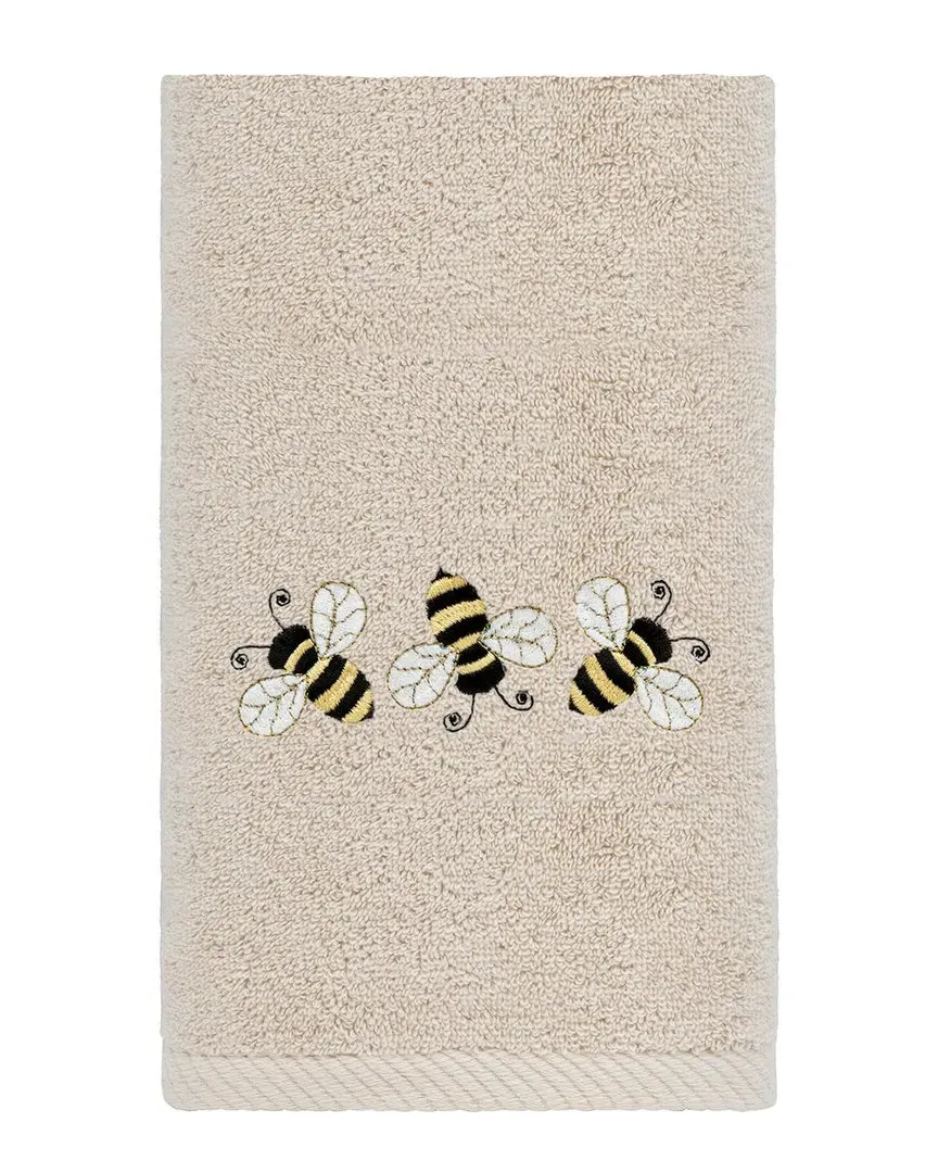 Bee Dance Embroidered Hand Towel - Sand, Turkish Cotton image
