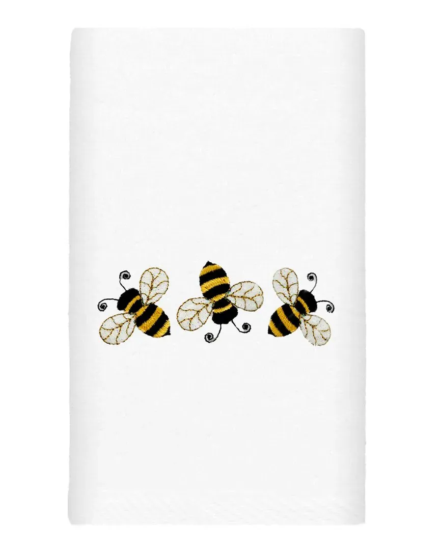Bee Dance Embroidered Hand Towel - White, Turkish Cotton