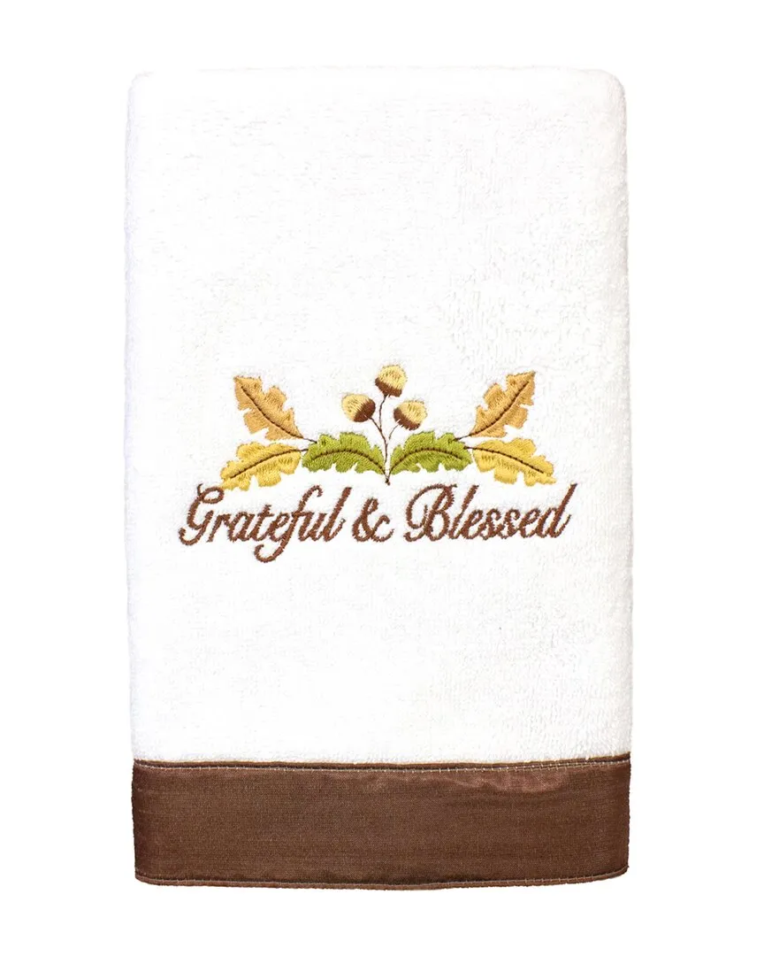 Blessed Embroidered Turkish Cotton Hand Towel - White image