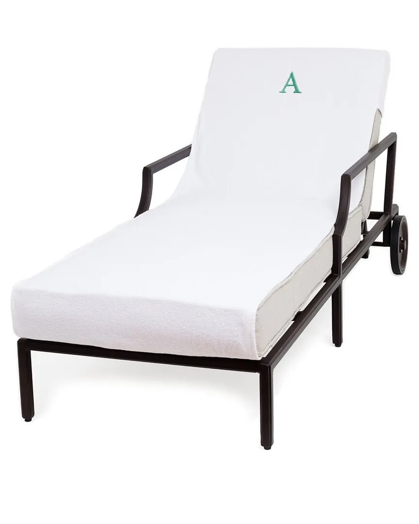 Bookman Chaise Lounge Cover with Monogram - White, Cotton