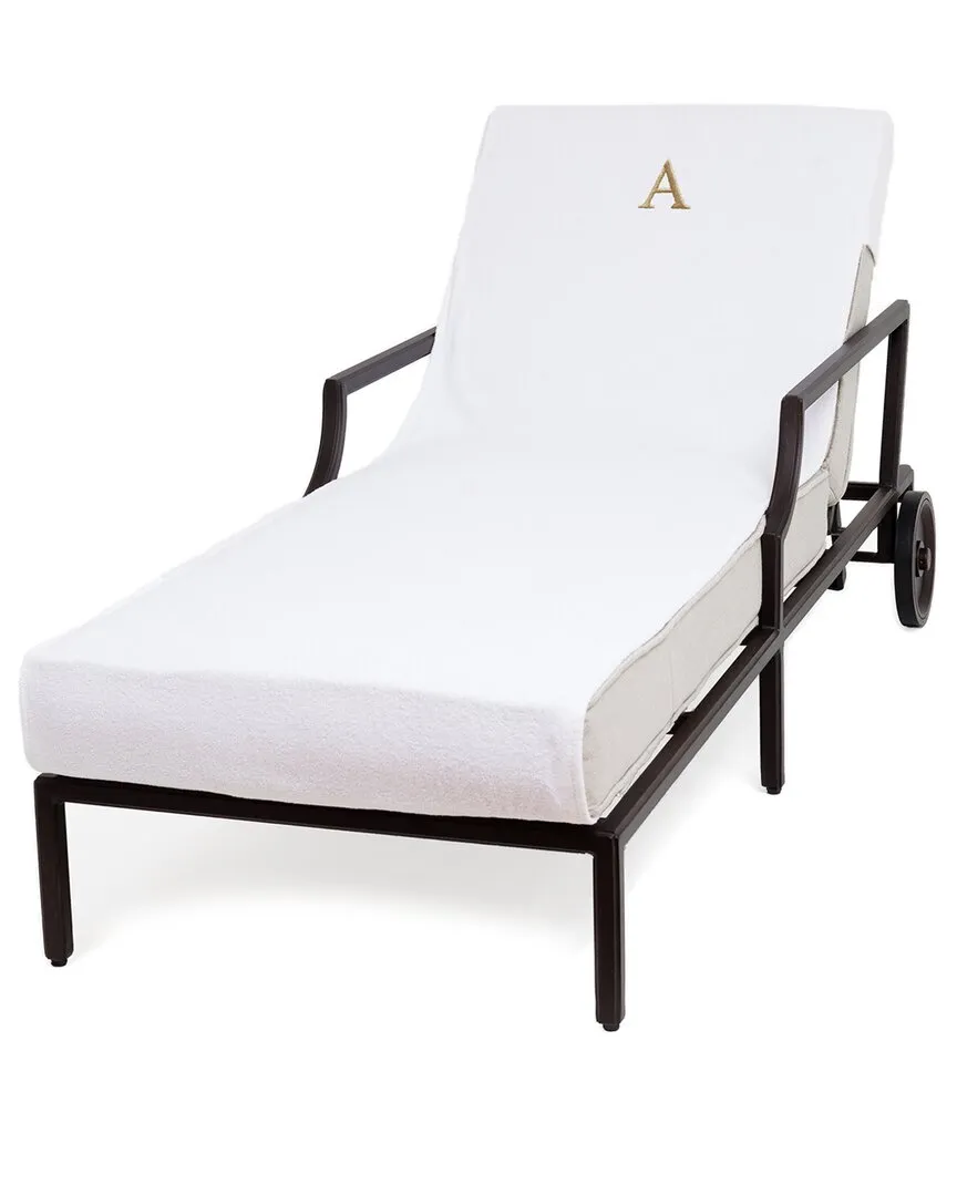 Bookman Chaise Lounge Cover with Monogram - White, Cotton image